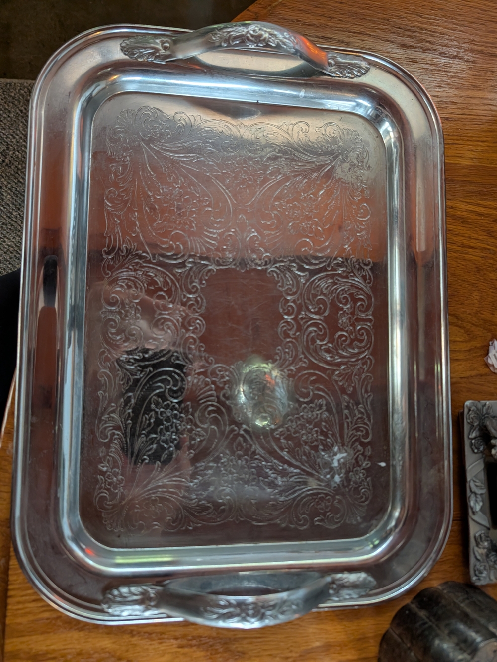 Vintage Silver Serving Tray Or Decor Tray - Great For Wedding Decor
